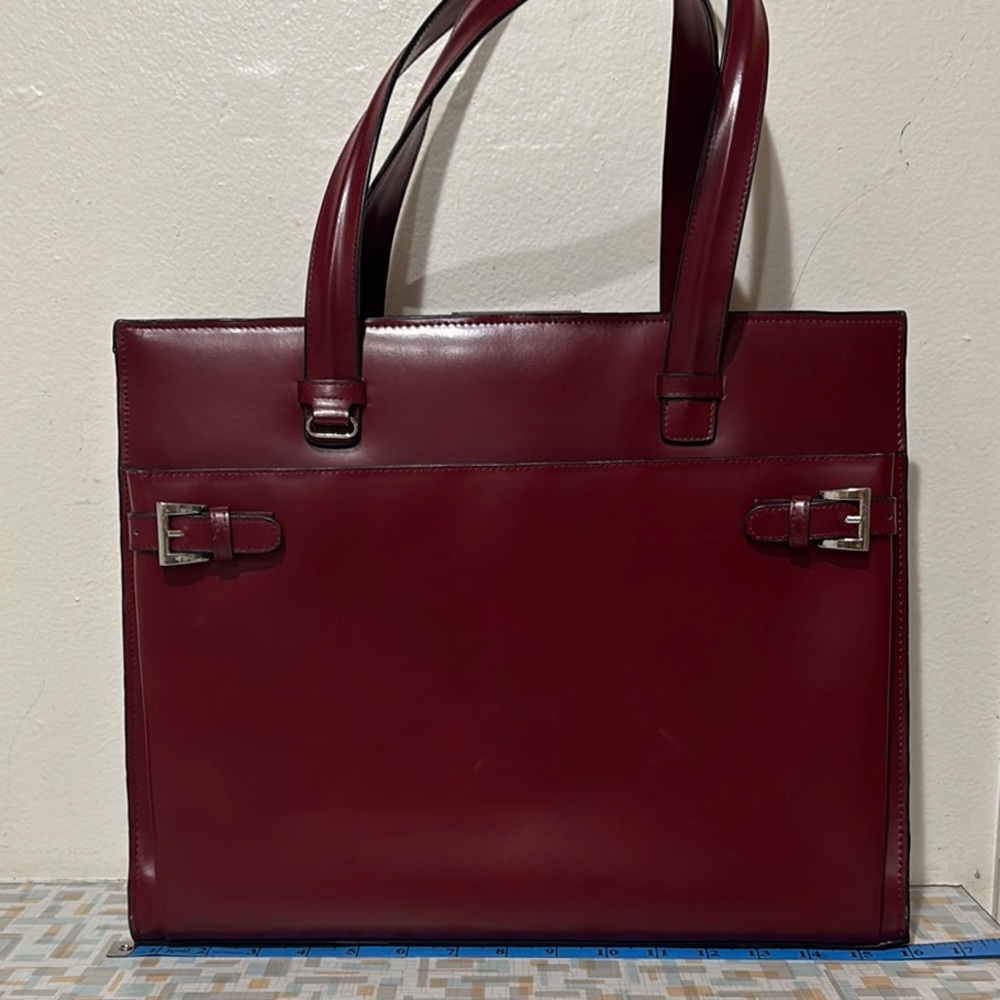 Franklin Covey Red Leather Tote Bag